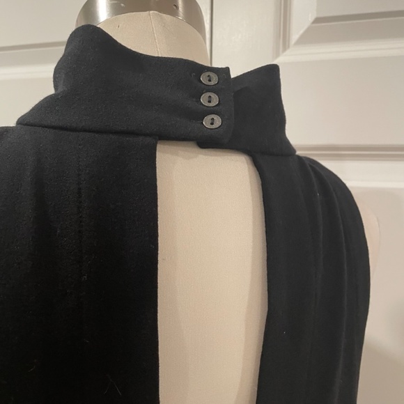 New FREE PEOPLE Mod black crepe a line open back  dress tunic  S - Picture 3 of 5